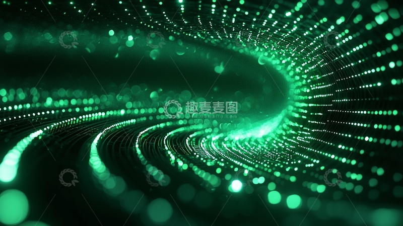 高清大图下载【趣麦麦图】绿色粒子隧道