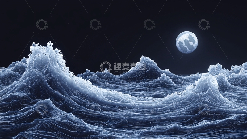 高清大图下载【趣麦麦图】月光下的冰冻大海