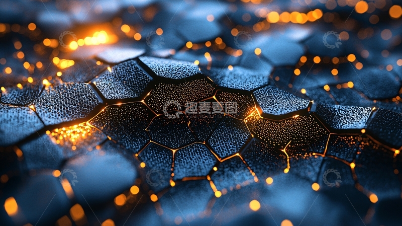 高清大图下载【趣麦麦图】深蓝蜂巢状科技背景