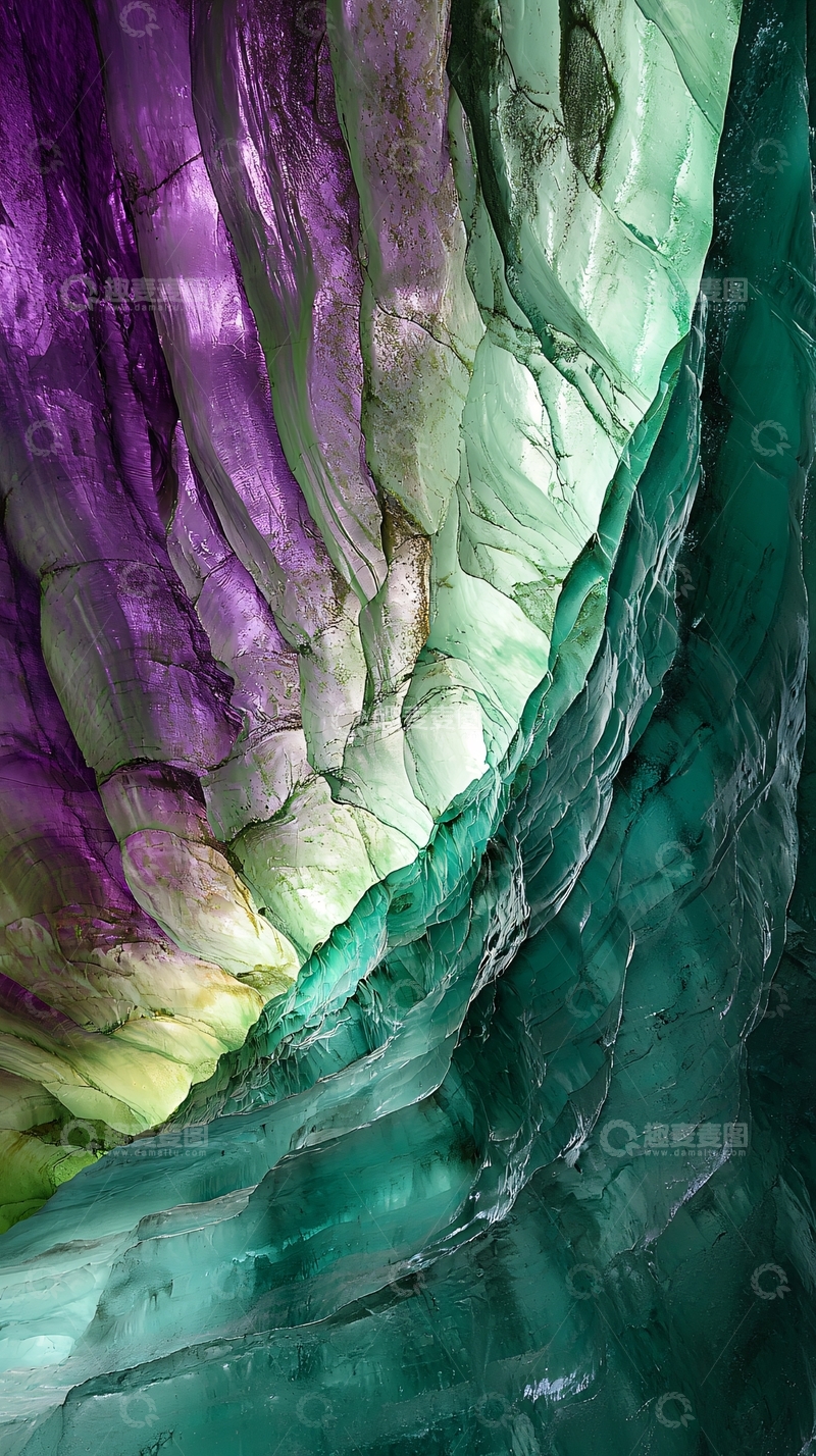 高清大图下载【趣麦麦图】紫绿晶洞内部结构