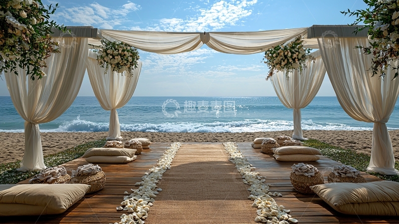 高清大图下载【趣麦麦图】海边婚礼拱门场景