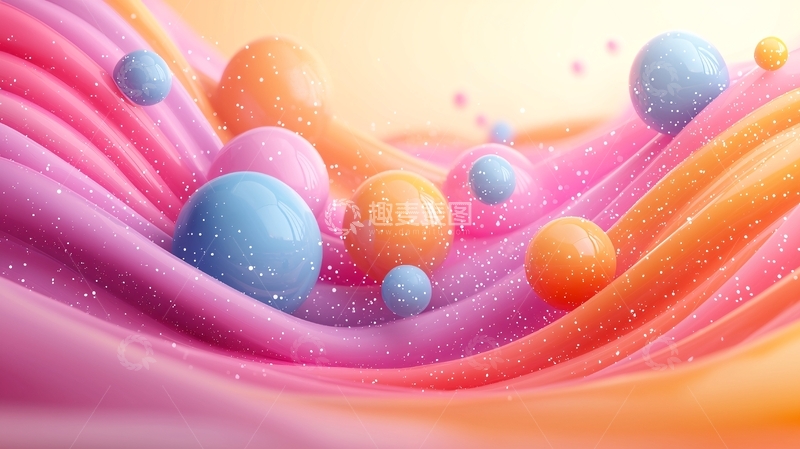 高清大图下载【趣麦麦图】彩色糖果球体波浪