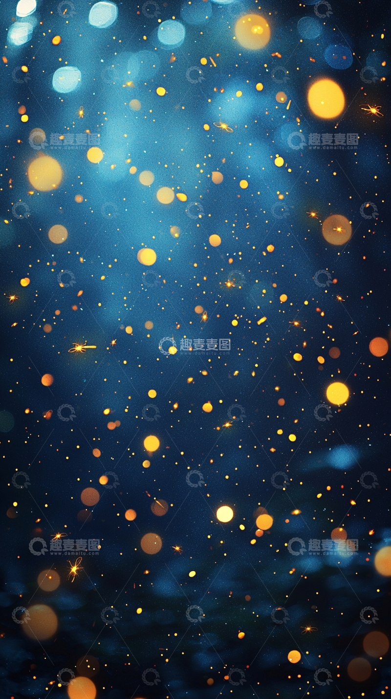 高清大图下载【趣麦麦图】蓝色背景金色光斑