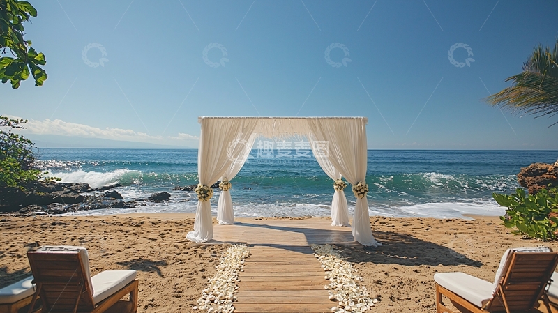 高清大图下载【趣麦麦图】海滩婚礼拱门