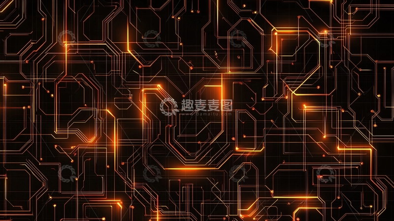 高清大图下载【趣麦麦图】橙色发光电路板