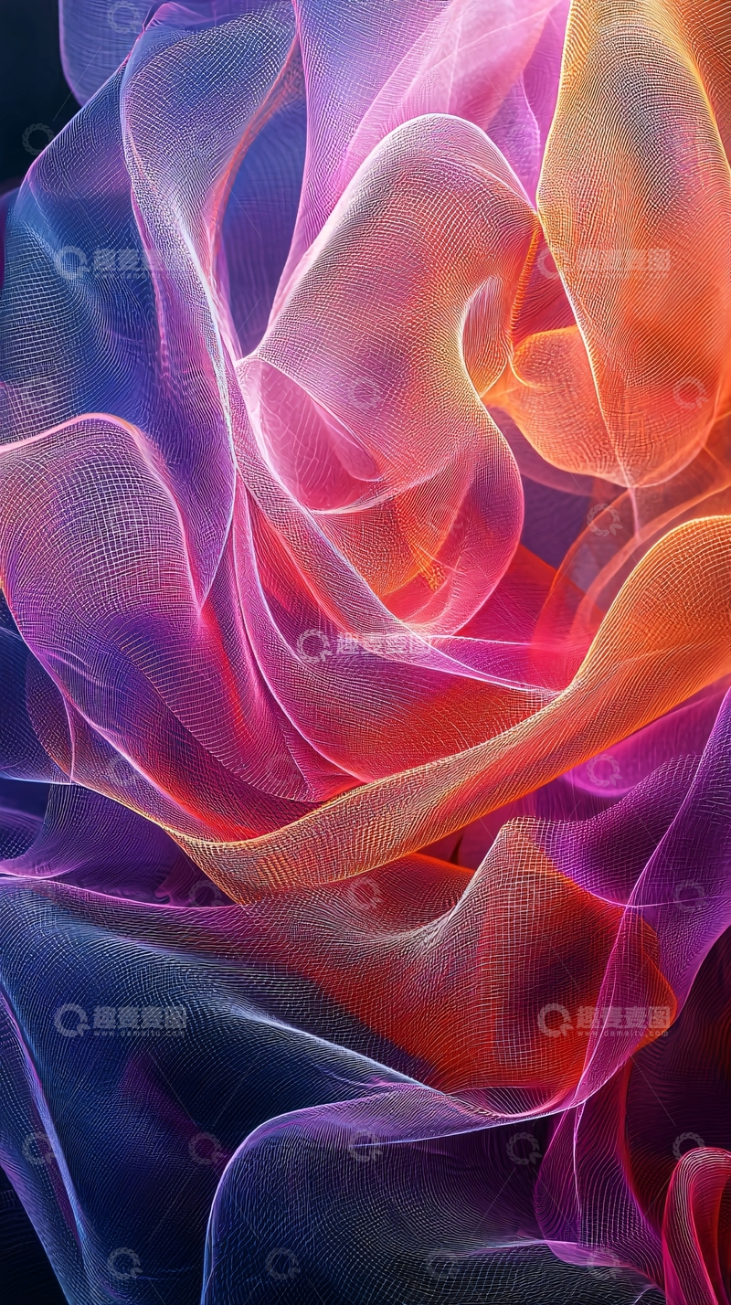 高清大图下载【趣麦麦图】抽象彩色薄纱背景