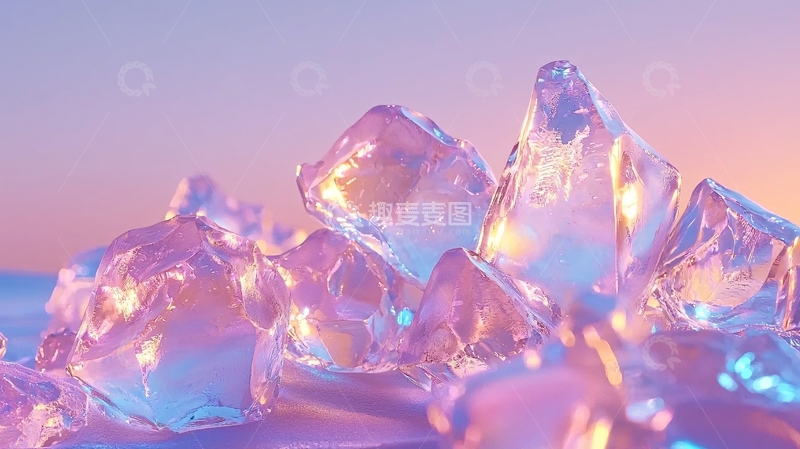 高清大图下载【趣麦麦图】梦幻般粉色蓝色冰块