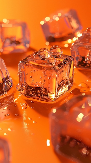 橙色背景下的冰块