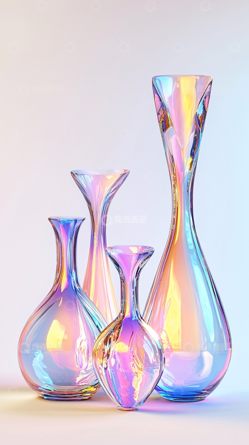 高清大图下载【趣麦麦图】彩虹玻璃花瓶