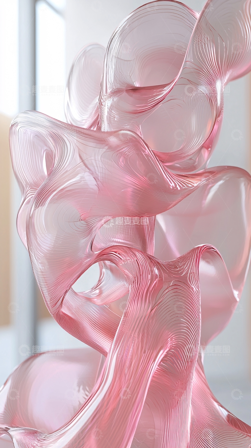 高清大图下载【趣麦麦图】粉色透明流动雕塑