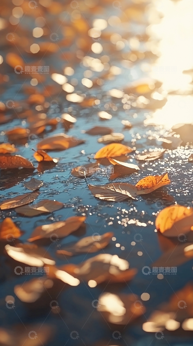 高清大图下载【趣麦麦图】秋叶湿地阳光