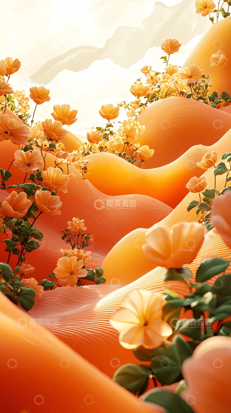 高清大图下载【趣麦麦图】橙色花海