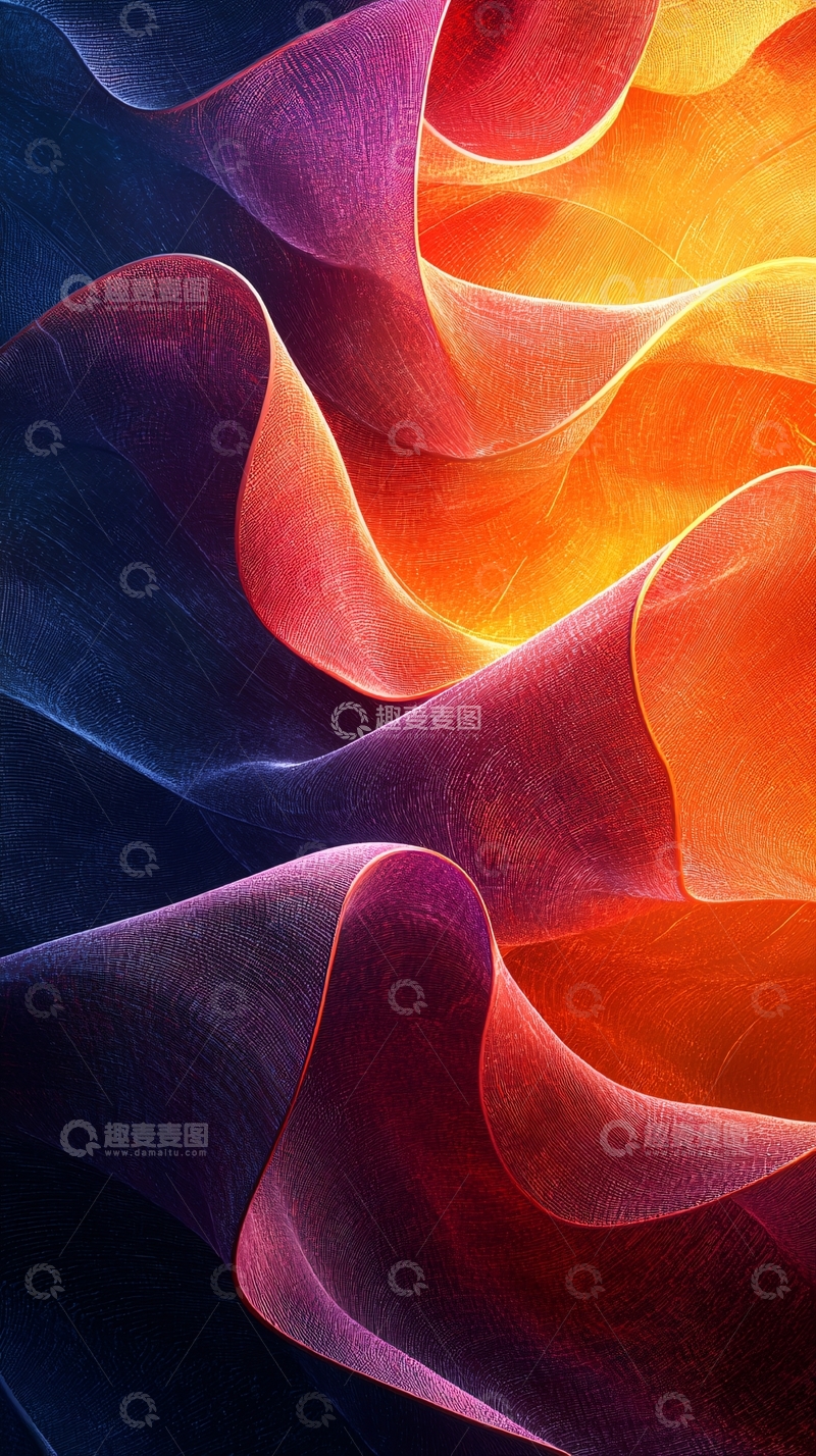 高清大图下载【趣麦麦图】抽象色彩流动曲线
