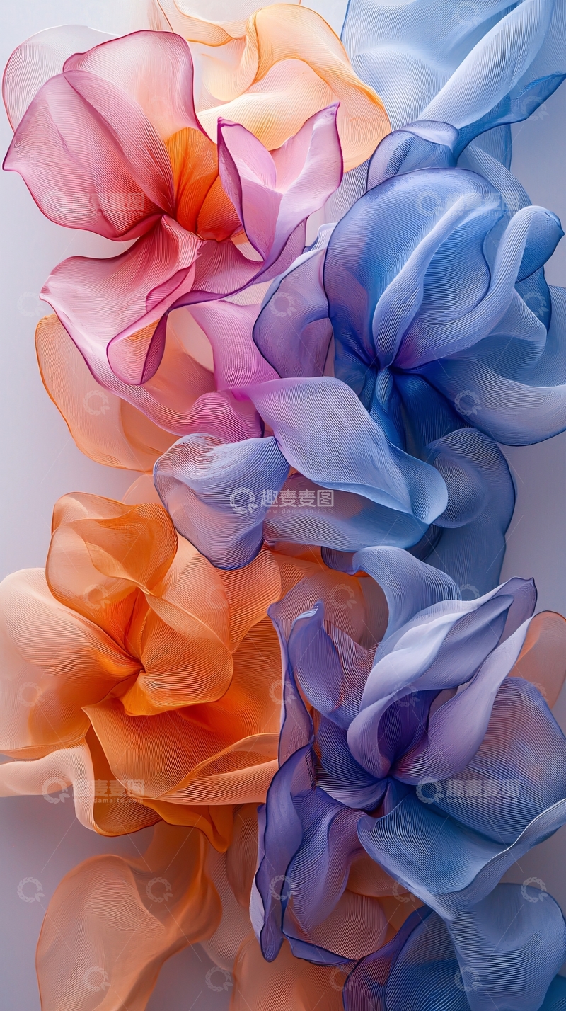 高清大图下载【趣麦麦图】彩色薄纱流动唯美
