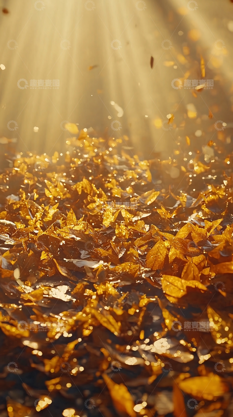 高清大图下载【趣麦麦图】阳光洒落金黄落叶