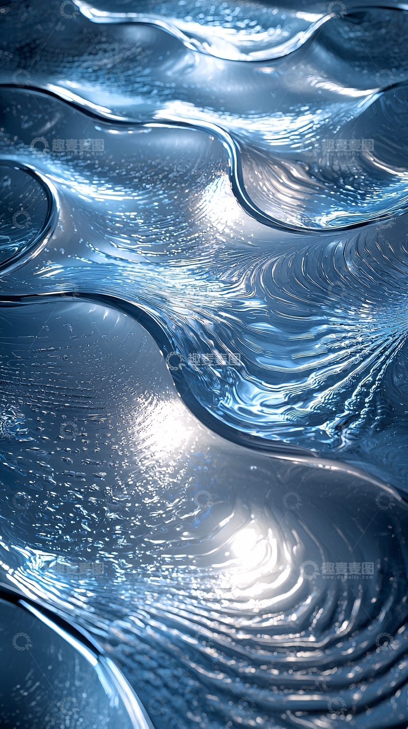 高清大图下载【趣麦麦图】蓝色波浪纹理