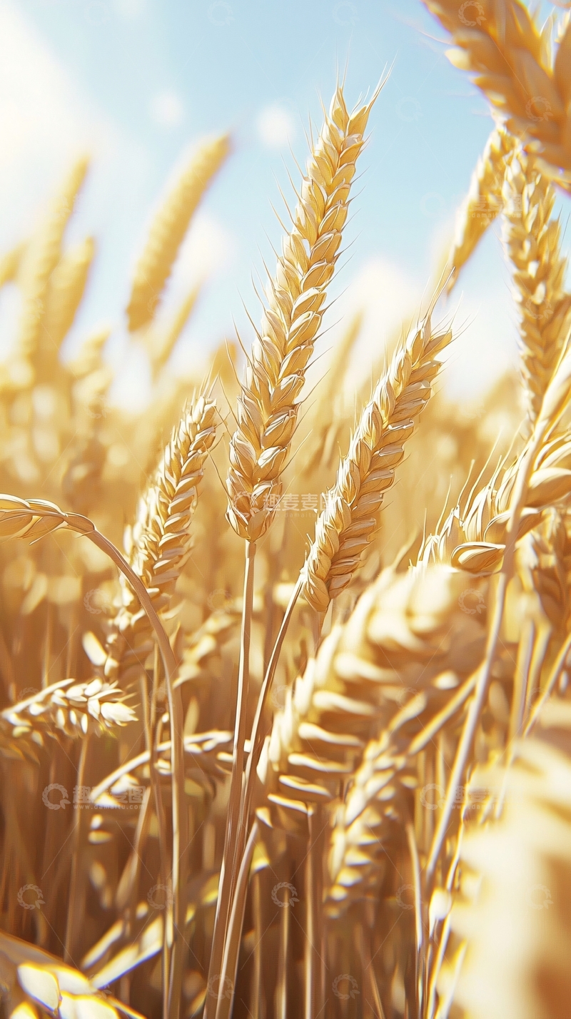 高清大图下载【趣麦麦图】金黄麦田阳光下的麦穗