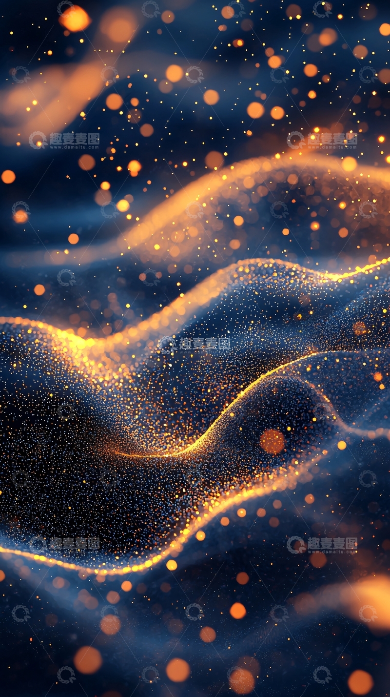 高清大图下载【趣麦麦图】金色闪光蓝色波浪背景