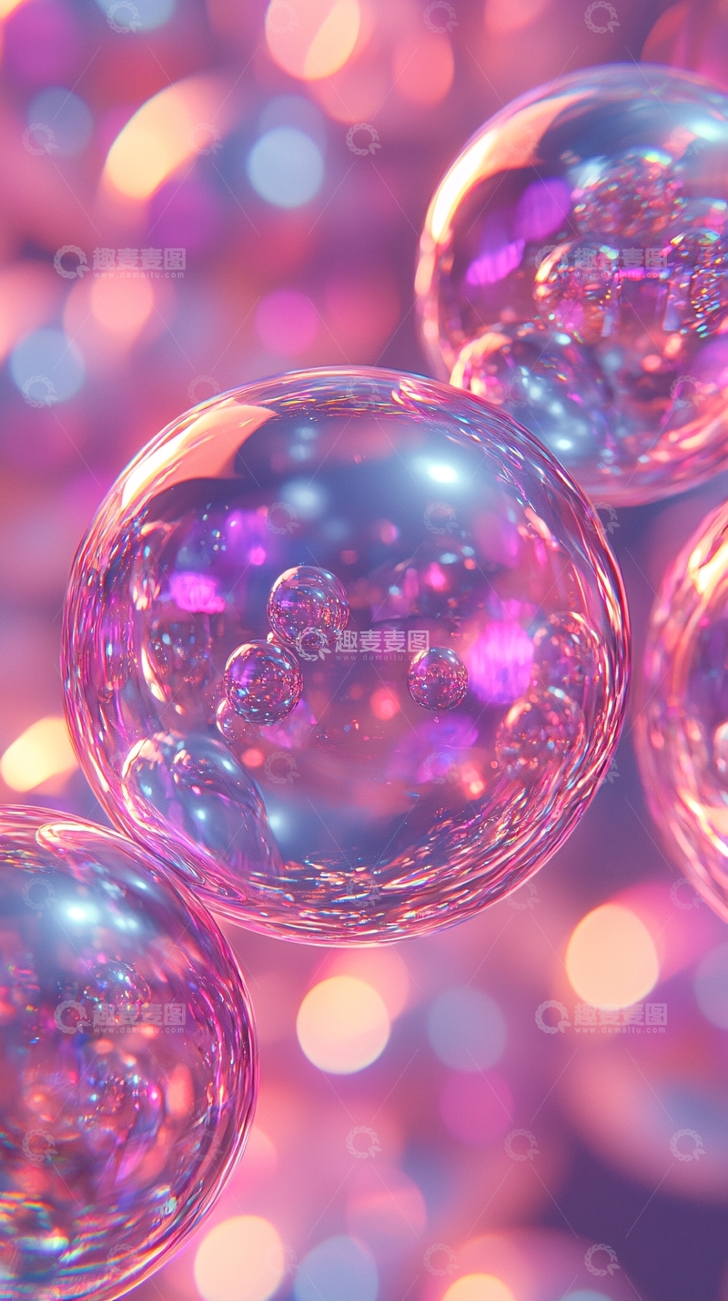 高清大图下载【趣麦麦图】梦幻紫色泡泡背景