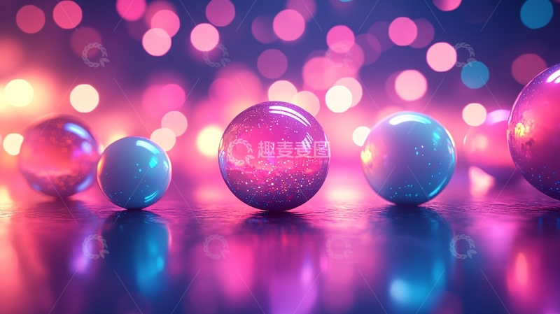高清大图下载【趣麦麦图】彩色光晕下的玻璃球
