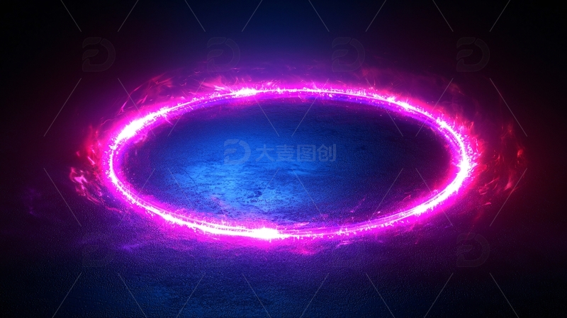 高清大图下载【趣麦麦图】粉色霓虹椭圆光环
