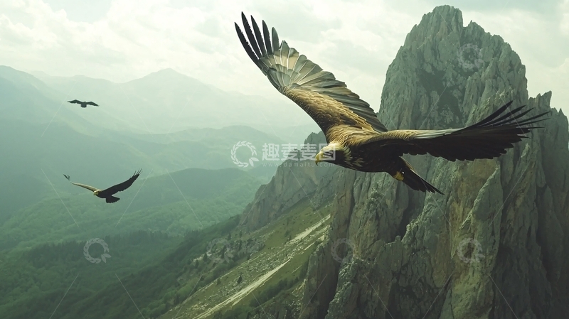 高清大图下载【趣麦麦图】雄鹰展翅高飞