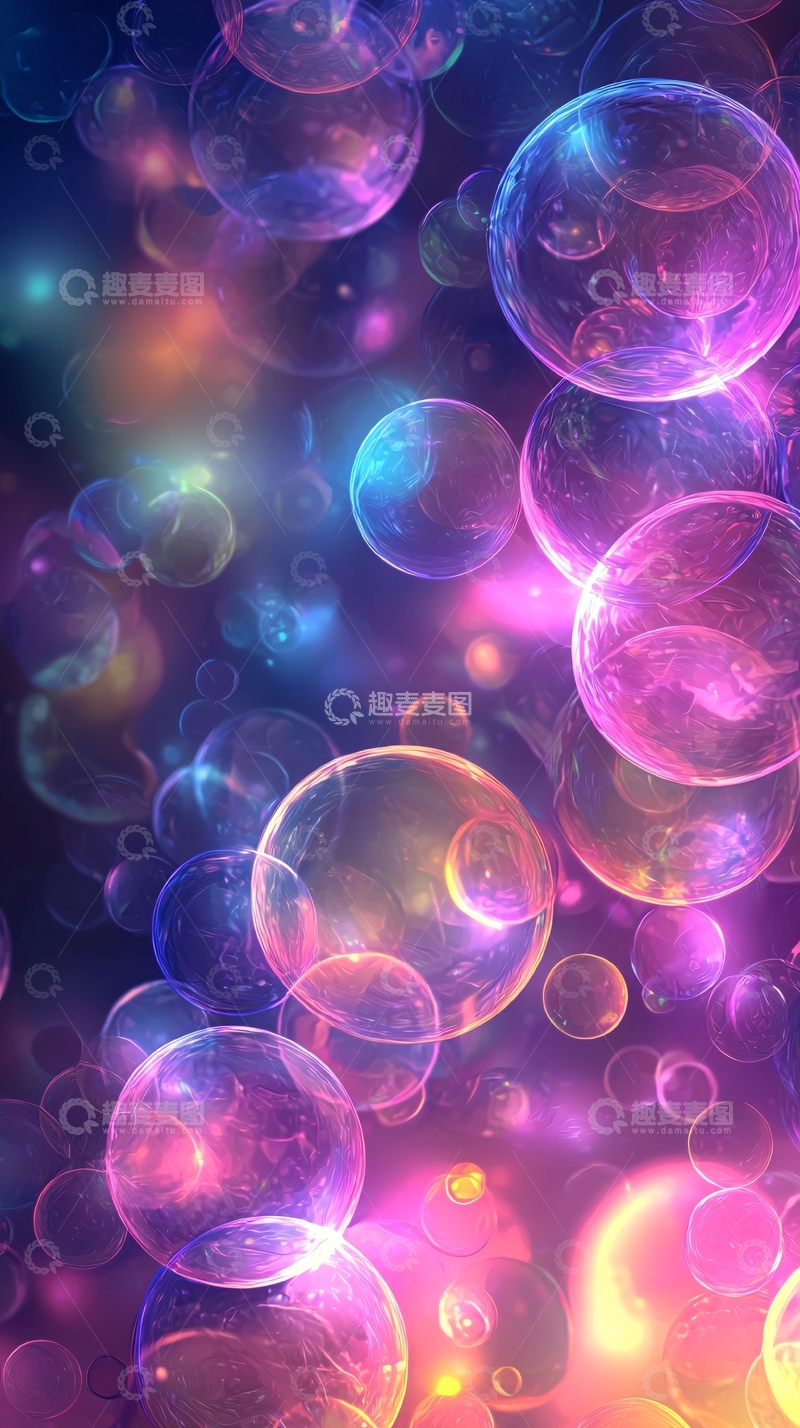高清大图下载【趣麦麦图】梦幻炫彩光晕气泡背景