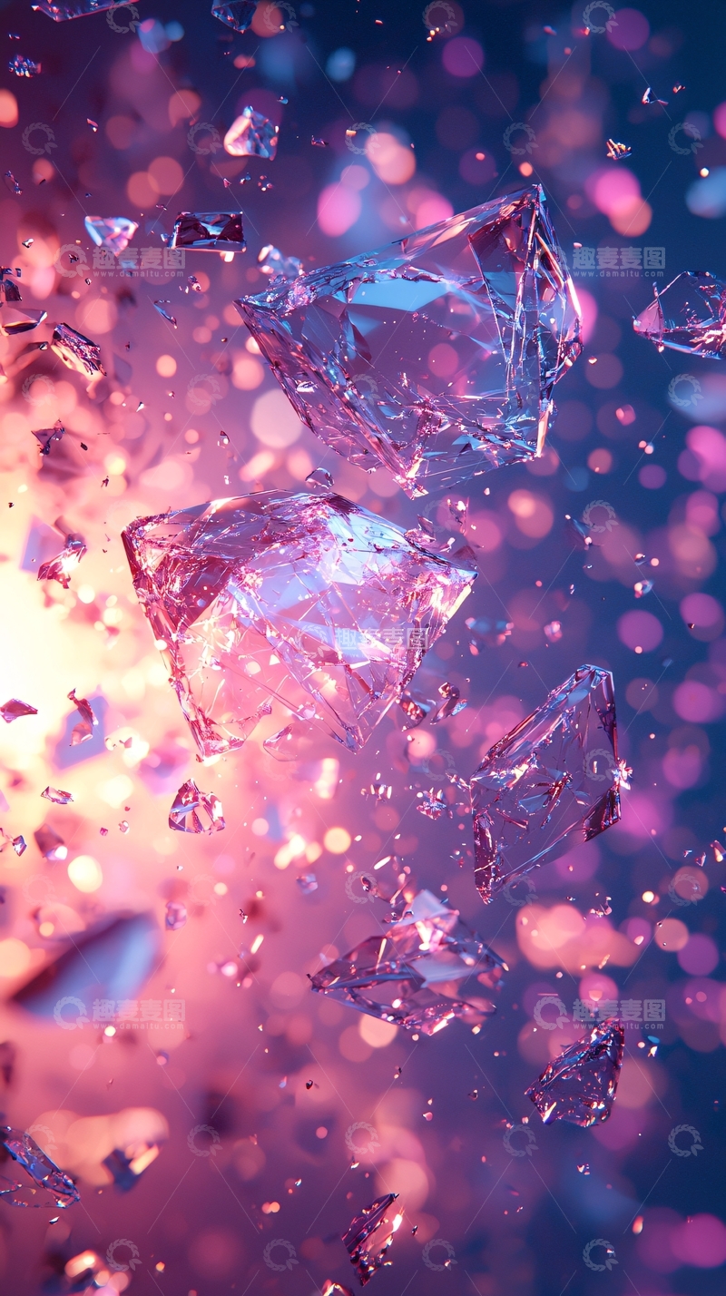 高清大图下载【趣麦麦图】粉色水晶碎片
