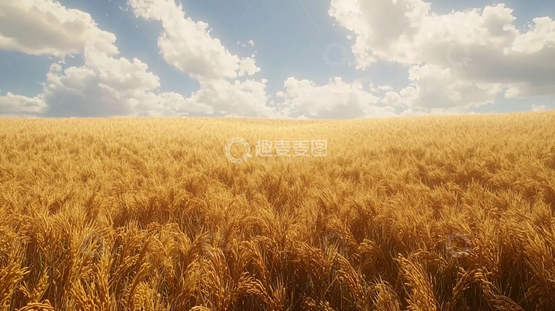高清大图下载【趣麦麦图】金黄麦田蓝天白云