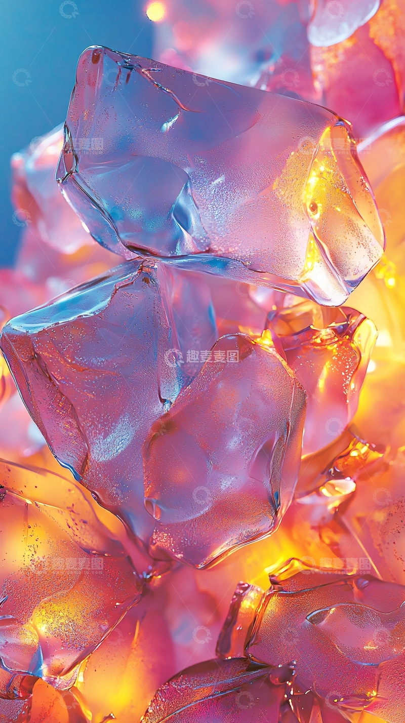 高清大图下载【趣麦麦图】彩色冰块特写