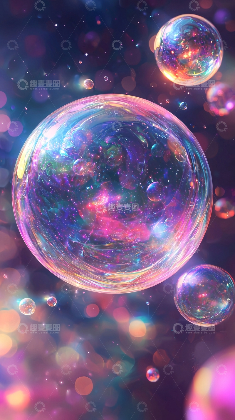 高清大图下载【趣麦麦图】梦幻泡泡宇宙背景