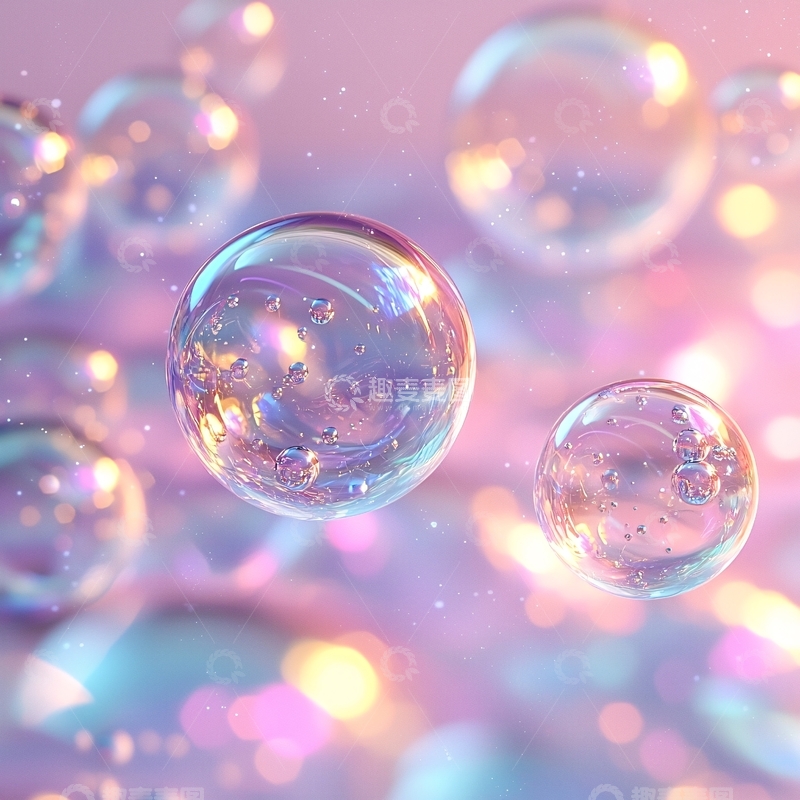高清大图下载【趣麦麦图】梦幻光影下的透明泡泡