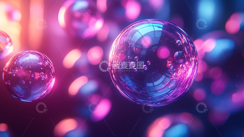 高清大图下载【趣麦麦图】发光透明彩色球体