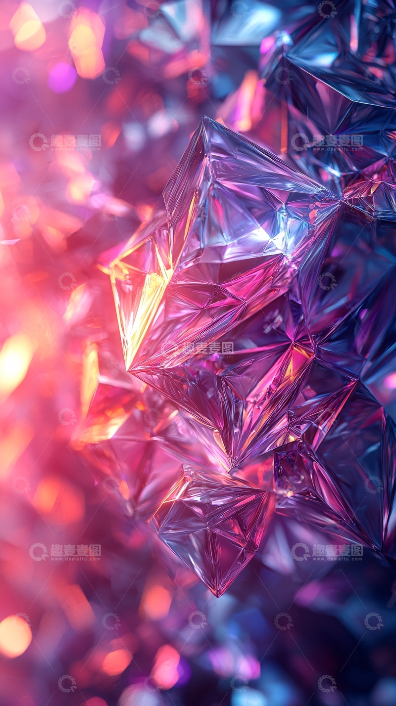 高清大图下载【趣麦麦图】炫彩晶体抽象背景