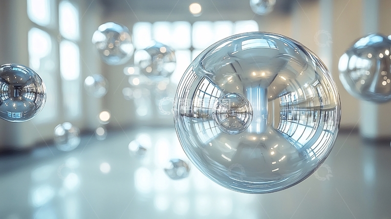 高清大图下载【趣麦麦图】银色金属球体漂浮