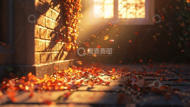 高清大图下载【趣麦麦图】秋日阳光下的红砖墙