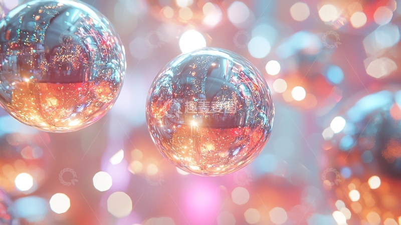 高清大图下载【趣麦麦图】闪耀的彩色光球漂浮