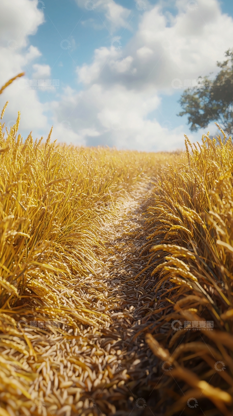 高清大图下载【趣麦麦图】金黄麦田小路