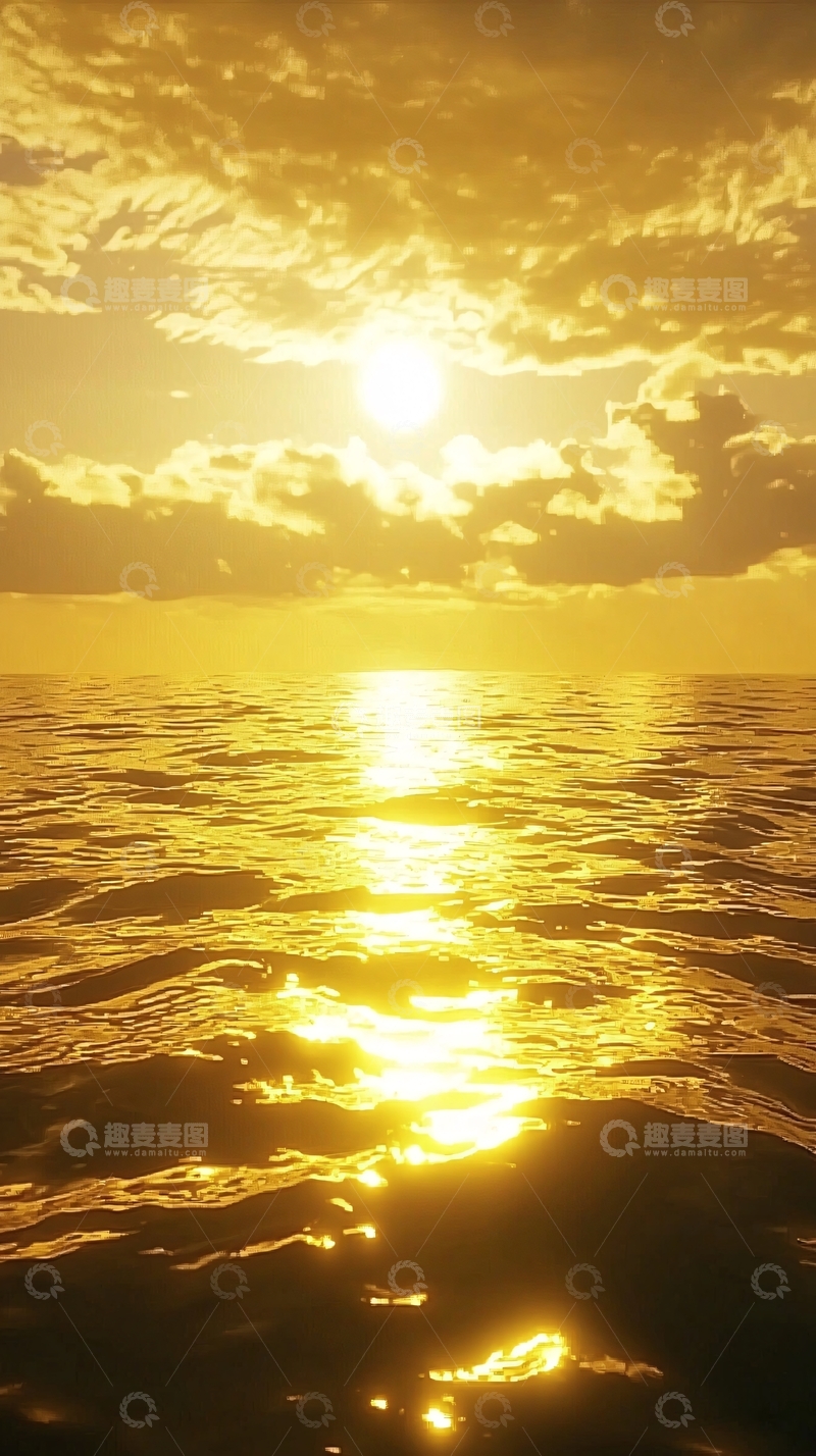 高清大图下载【趣麦麦图】金色的海面日落