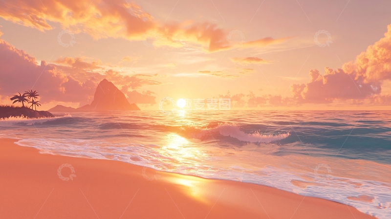 高清大图下载【趣麦麦图】日出海滩