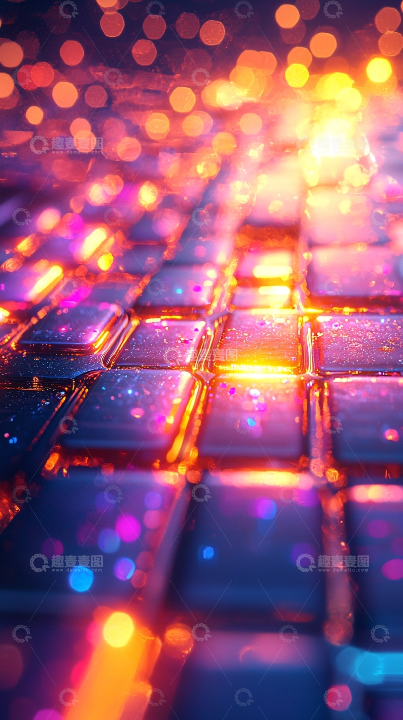 高清大图下载【趣麦麦图】炫彩光影方块背景