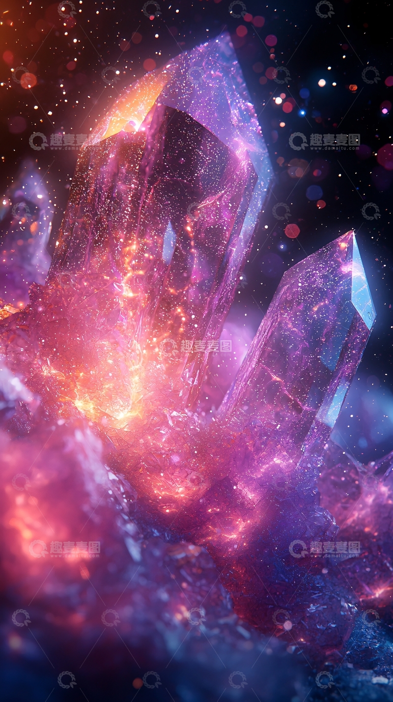 高清大图下载【趣麦麦图】紫色发光晶体