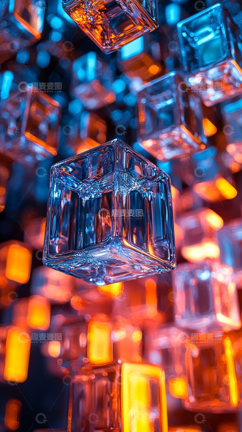 高清大图下载【趣麦麦图】悬浮的透明立方体群