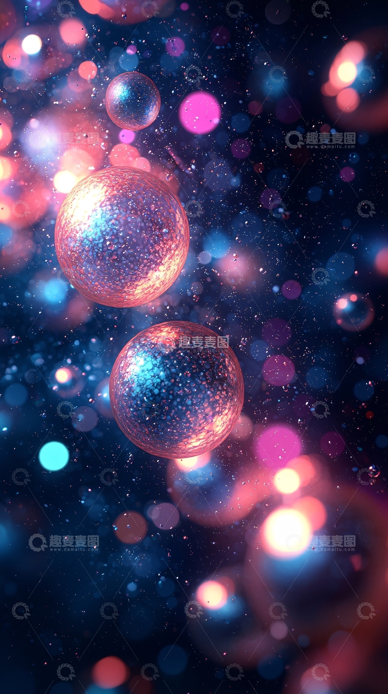 高清大图下载【趣麦麦图】闪耀的星空下悬浮球体