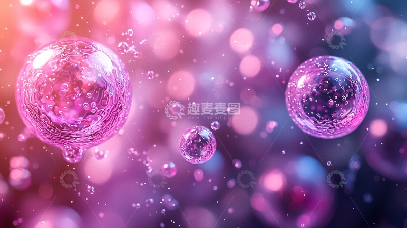 高清大图下载【趣麦麦图】-梦幻粉紫色气泡悬浮