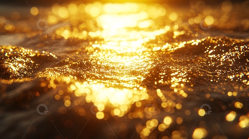 高清大图下载【趣麦麦图】金色水面日落余晖