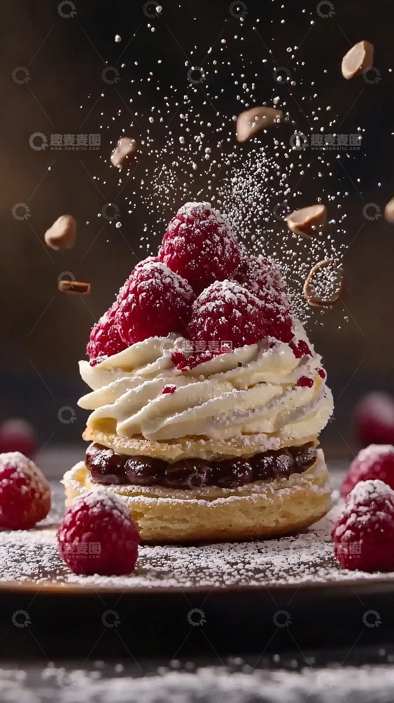 高清大图下载【趣麦麦图】覆盆子奶油蛋糕