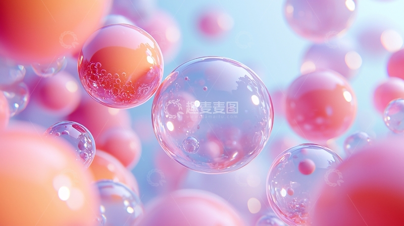 高清大图下载【趣麦麦图】粉色透明泡泡背景