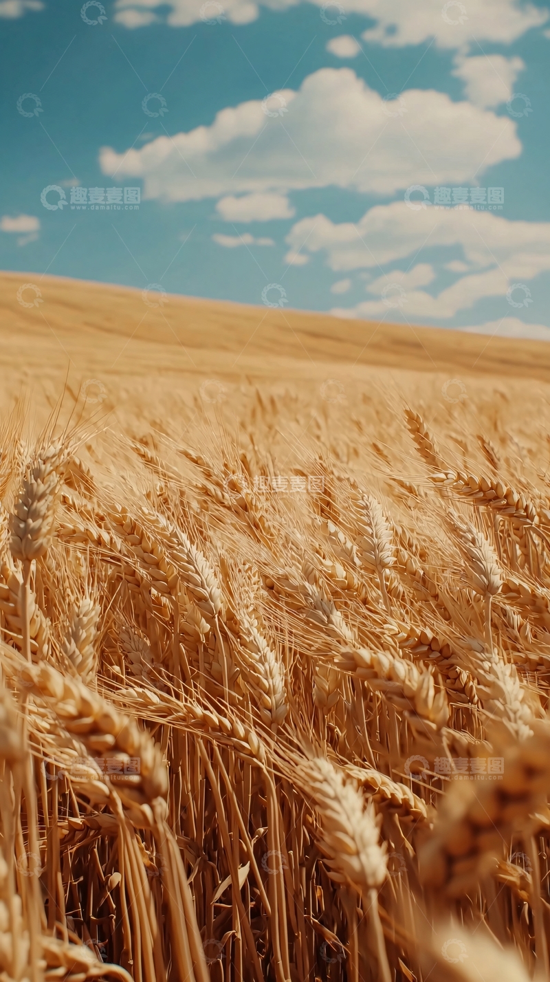 高清大图下载【趣麦麦图】金黄麦田蓝天白云