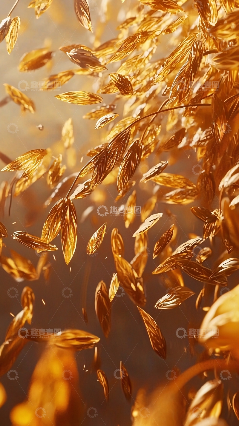 高清大图下载【趣麦麦图】金色麦穗飘落